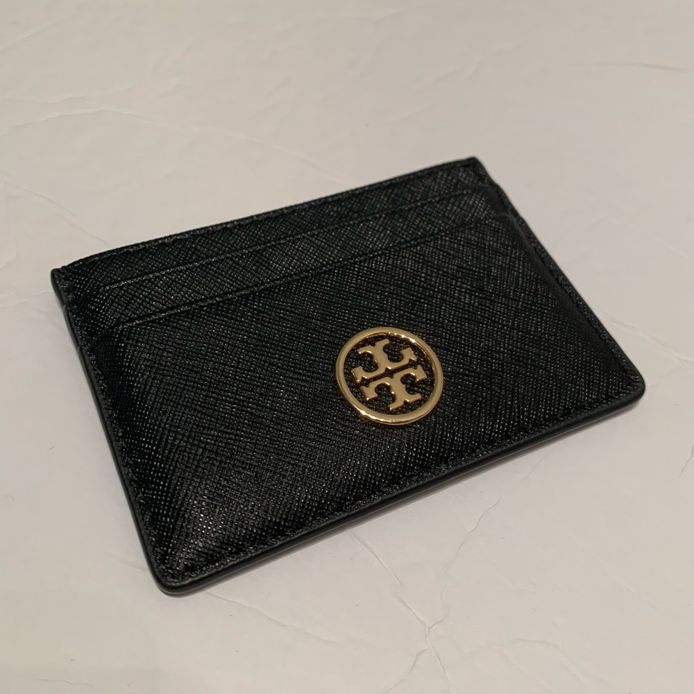Tory Burch Black Saffiano Leather Card Holder